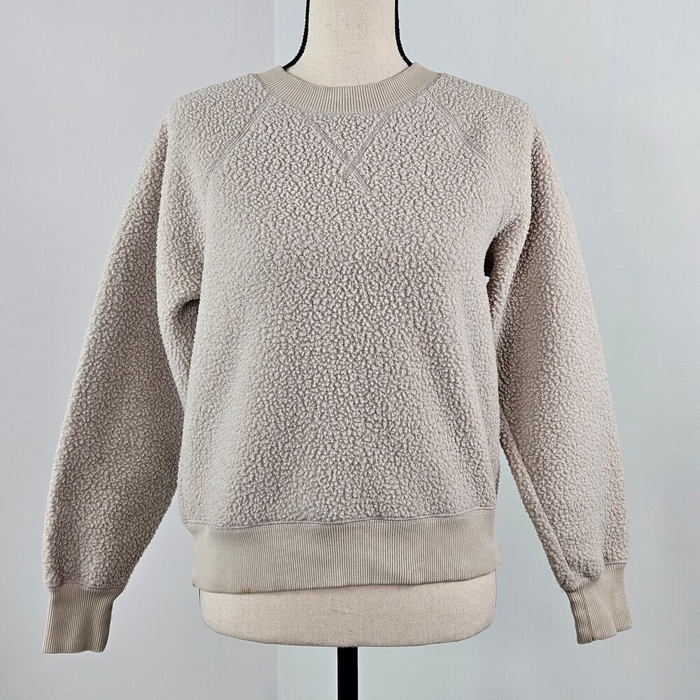 Everlane ReNew Fleece Pullover Sweatshirt in Natural‎ | Women's Small | FLAWS